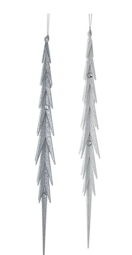 [T3248] WHITE ICICLE WITH STONES ORNAMENTS
