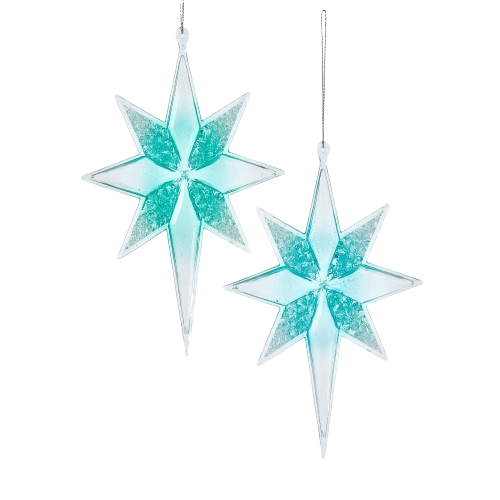 [T3161] TURQUOISE GLITTERED STAR ORNAMENT