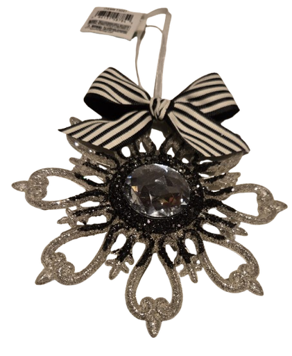 [T3047] BLACK AND WHITE GOLD SNOWFLAKE ORNAMENT