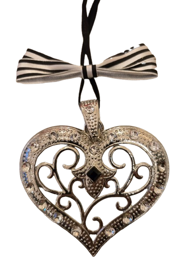 [D3973] BLACK AND WHITE HEART ORNAMENT