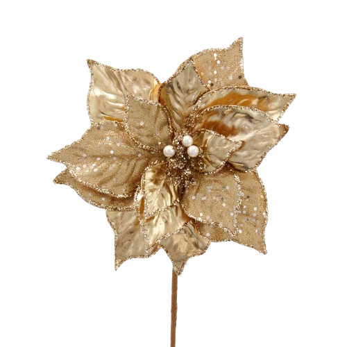[C7001] 21"GOLD POINSETTIA SPRAY