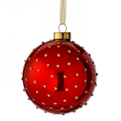 [MTX74658RED] 4" DIMPLED GLASS BALL ORNAMENT - RED