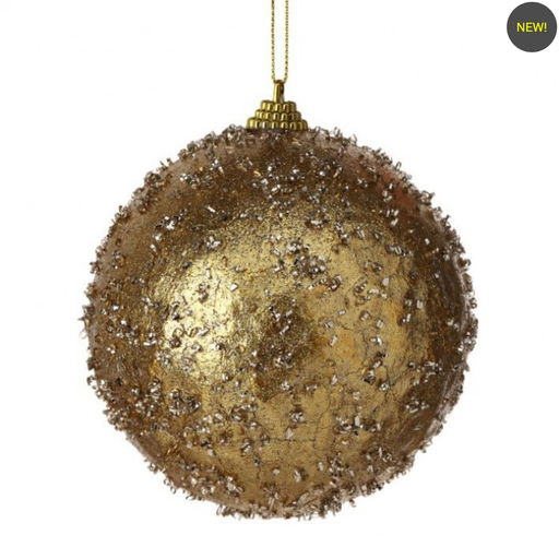 [MTX74444] 4" CRACKLE PEARL FROSTED BALL ORNAMENT