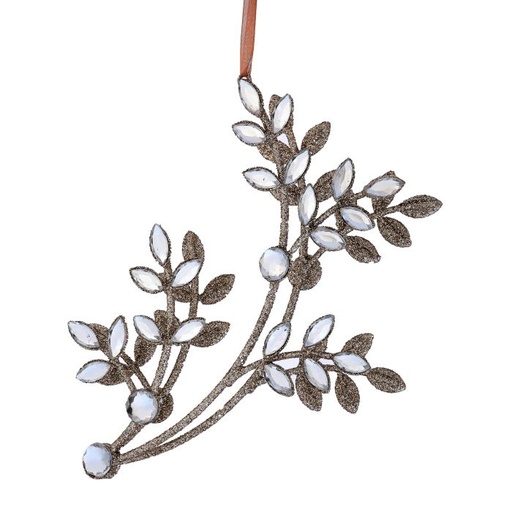[MTX74399CLGD] 8.5" GLTR WIRE JEWEL FLOWER BRANCH ORNAMENT - CLGD