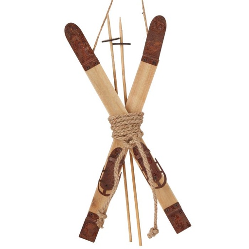 [MTX73787] 21" MDF W/METAL WINTER  SKIS/POLE ORNAMENT