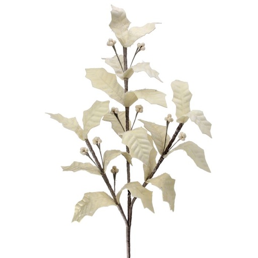 [MTX73728CRM] 38" FOAM HOLLY SPRAY W/SNOW AND BERRY - CRM