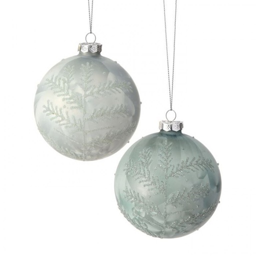 [MTX73634] 4" GLS LEAF PETAL FROST BALL ORNAMENT INDIVIDUAL