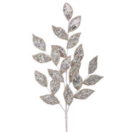[MTX73477SILV] 29" METALLIC GLITTER LAUREL LEAF SPRAY - SILV