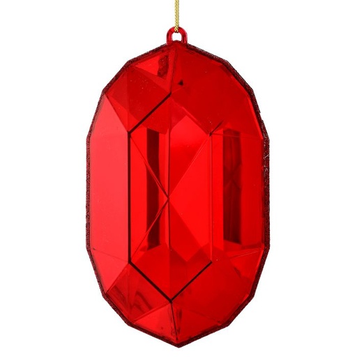 [MTX73445RED] 6.5" ACRYLIC OVAL PRECIOUS GEM ORNAMENT - RED