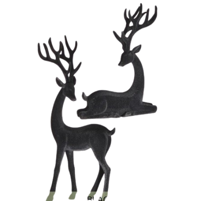 [MTX72982] 14.5" RESIN FLOCKED DEER INDIVIDUAL 