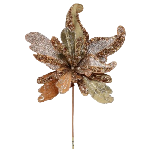 [MTX72799] 28"SHINY VELVET W/JEWEL POINSETTIA STEM