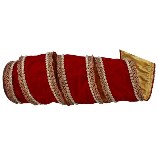 [MTX72755BURG] 4"X5Y DIAMOND EDGE W/TRIM VELVET RIBBON - BURG