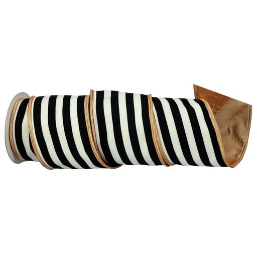 [MTX72722] 4" X5Y COTTON W/LAME STRIPE RIBBON