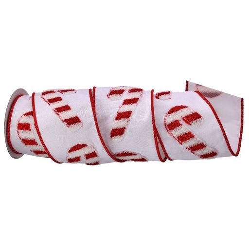 [MTX72689] 4"X5Y CANDY CANE EMBROIDERED RIBBON