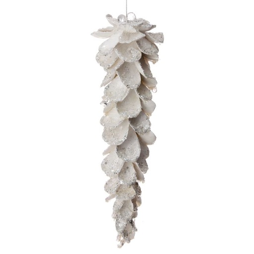 [MTX72648WHITE] 10"  JEWEL PETAL ICICLE ORNAMENT - WHITE