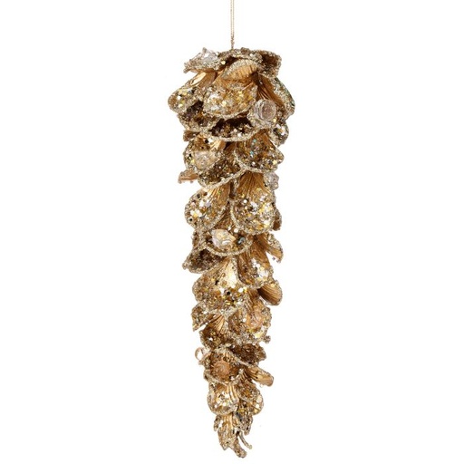 [MTX72648GOLD] 10"  JEWEL PETAL ICICLE ORNAMENT - GOLD