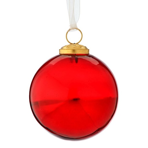 [MTX72387RED] 4" GLASS OMBRE" BALL ORNAMENT - RED