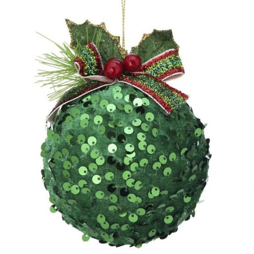 [MTX71999GRN] 5" SEQUIN BALL ORNAMENT - GRN