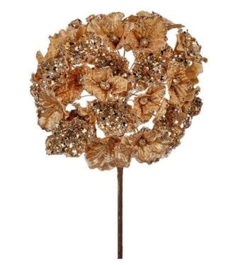 [MTX71671GOLD] 24" CRYSTAL ENCRUSTED HYDRAGNEA STEM - GOLD