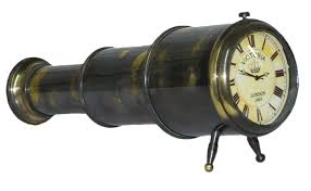 [MTX71257] 6.5" ANTIQUE TELESCOPE DESKTOP CLOCK