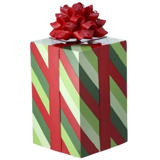 [MTX71075] 17" RESIN GIFT PACKAGE W/BOW MULT / ROJO VERDE CON LAZO ROJO