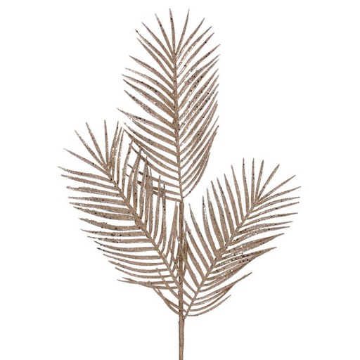 [MTX70670CHAM] 34" GLITTER/MICA TRIPLE PALM LEAF SPRAY - CHAM