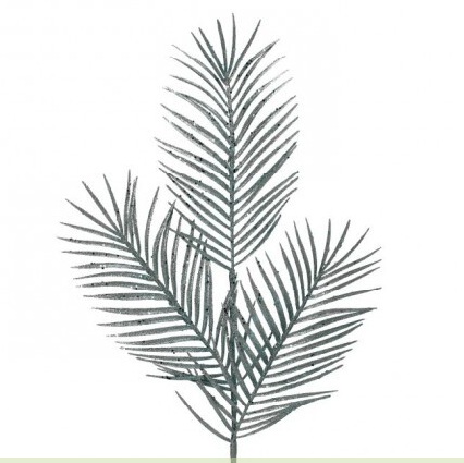 [MTX70670AQUA] 34" GLITTER/MICA TRIPLE PALM LEAF SPRAY - AQUA
