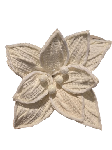 [MTX70487CRM] 24" WOVEN SWEATER POINSETTIA STEM