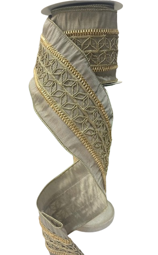 [MTX69469] METALLIC GOLD TRIM DUPION RIBBON