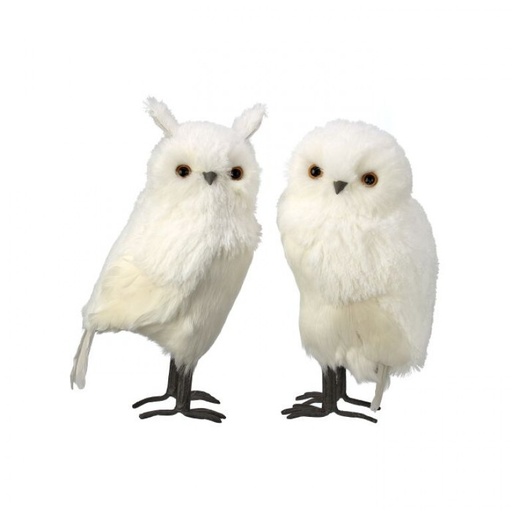 [MTX69459] 14" FEATHER WHITE OWL INDIVIDUAL