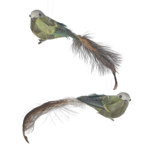 [MTX68766] 14"DEER VALLEY FEATHER BIRD CLIP ORNAMENT INDIVIDUAL