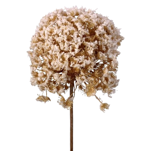 [MTX68629] FLOCKED CLUSTER BALL STEM W/GLITTER CREAM