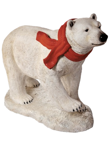 [MTX66551RED] 36" MGO OUTDOOR WALKING POLAR BEAR W/SCARF - RED