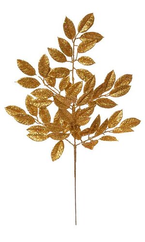 [MTX68059] 31" GLITTER SEQUIN CAMELIA LEAF SPRAY GOLD