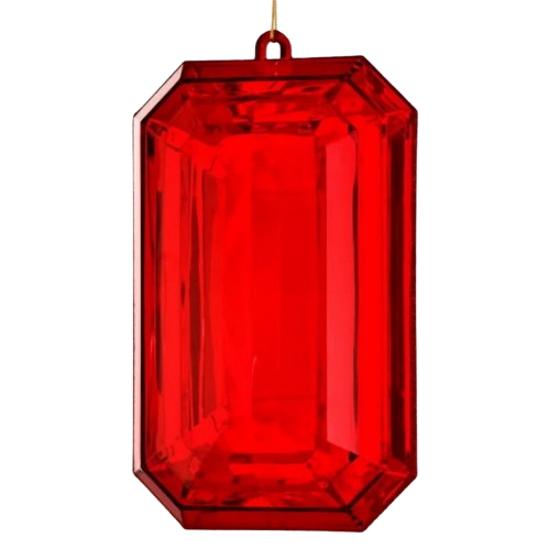 [MTX67416RED] 9" ACRYLIC EMERALD CUT PRECIOUS GEM ORNAMENT - RED