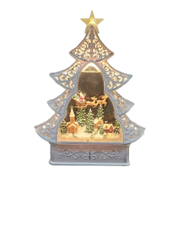 [MTX67213] 12¨ LED /BTY/TMR SANTA TREE WATER GLOBE 
