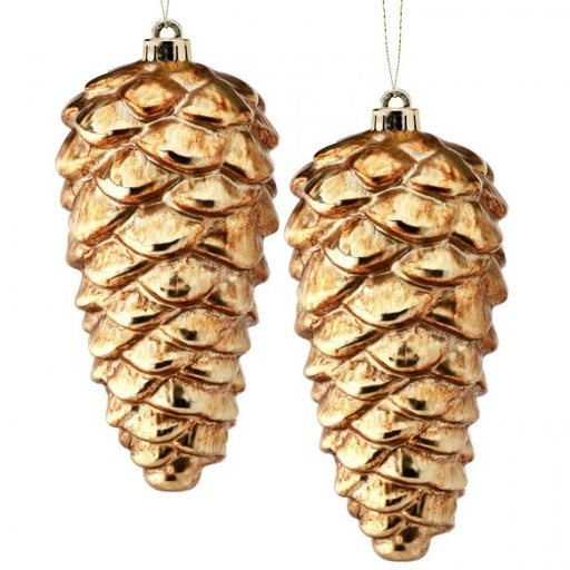 [MTX63770GOLD] 10" VP METALLIC PINECONE ORNAMENT 2/BX ANTIQUE GOLD