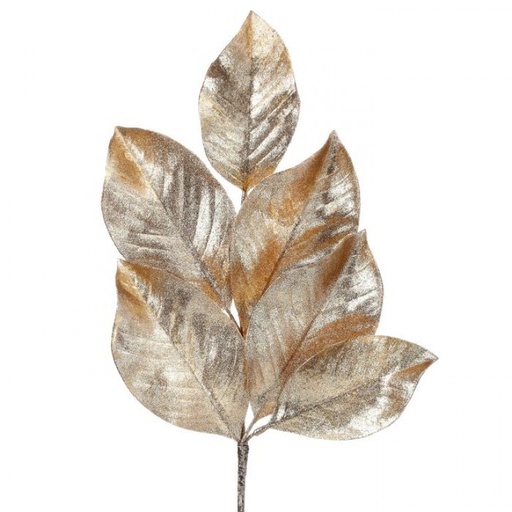 [MTX60331GOLD] 19.5´´ GLITTER MAGNOLIA LEAF SPRAY - GOLD