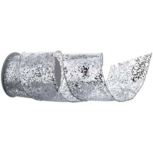 [MTX60152SILV] 4´´X 10Y METALLIC SEQUINS RIBBON SILVER