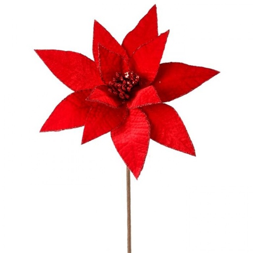 [MTX59381] 24" VELVET GLIT EDGE JWL POINSETTIA STEM"