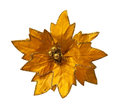 [MTX62059]  22¨ METALLIC GLITTER EDGE POINSETTIA STEM GOLD