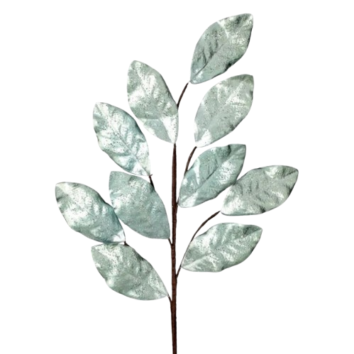[MTX64438AQUA] 30" GLITTER METALLIC MAGNOLIA LEAF SPRAY - AQUA