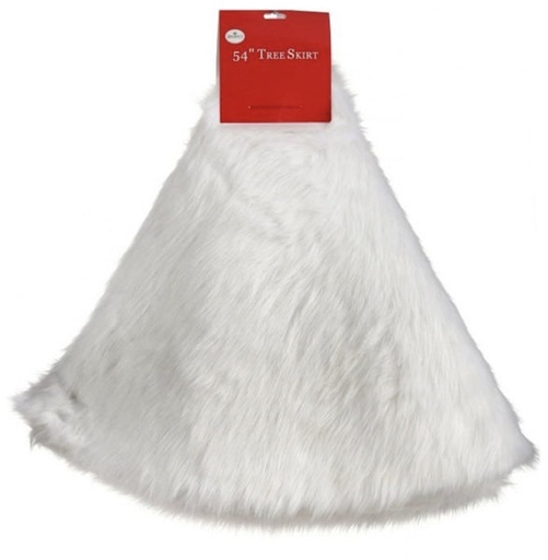 [MTX53827] 54´´D FABRIC WHITE FUR TREE SKIRT