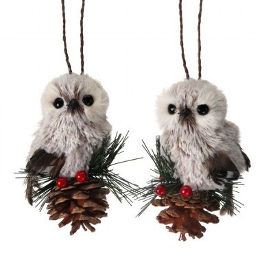 [MTX53996] 4.5" MOUNTAIN GREY OWL/CONE ORNAMENT AS2