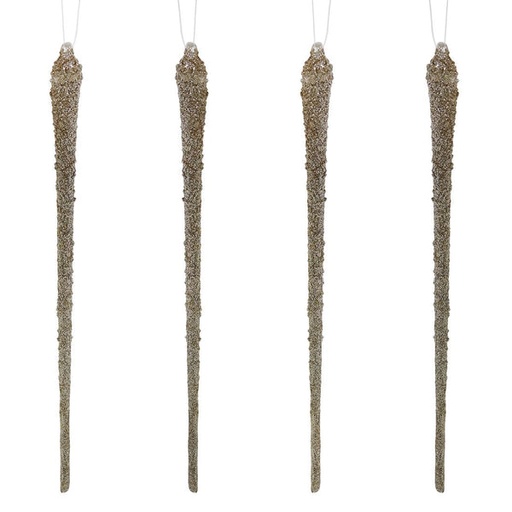 [MTX64244] GLASS CHAMPAGNE GLITTER ICICLE ORNAMENT CHAM/GOLD