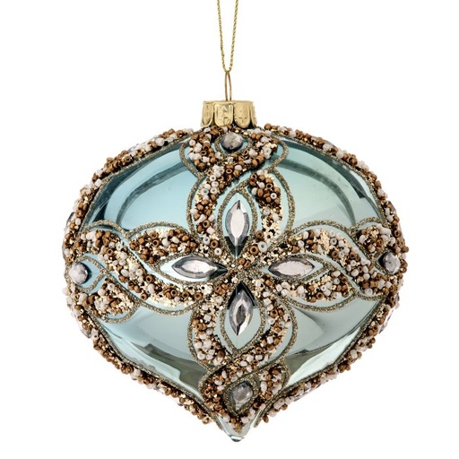 [MTX64220] 4´´GLASS BEADED JEWEL TRINITY ONION ORNAMENT