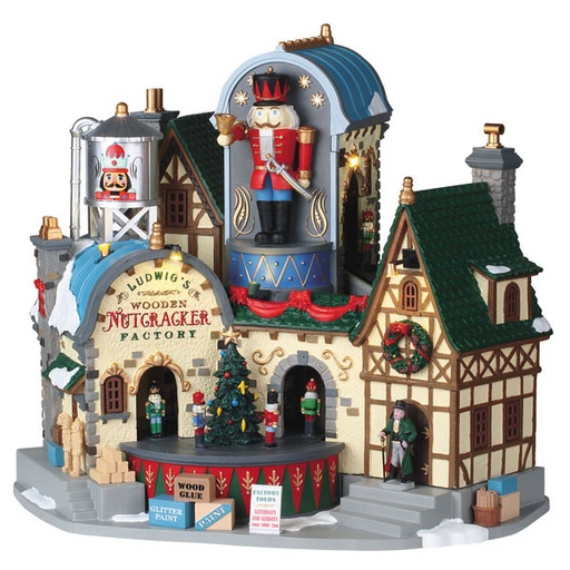 [95463] LUDWIG’S WOODEN NUTCRACKER FACTORY, W 4.5V ADAPTOR