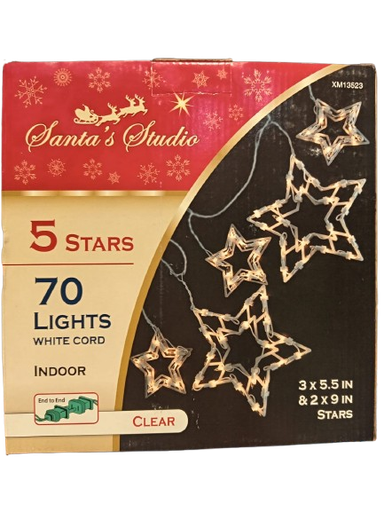 [XM13523] 5 STARS 70 LIGHTS WHITE CORD INDOOR