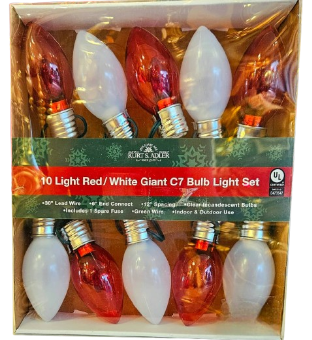 [UL4346RW] UL 10/L RED & WHITE GIANT C7 BULB LIGHT SET W10