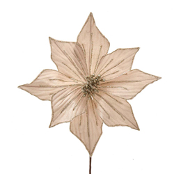 [C9430] 14"CHAMPAGNE VELVET POINSETTIA.